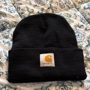 Carhartt Black Beanie with Gold Logo Patch